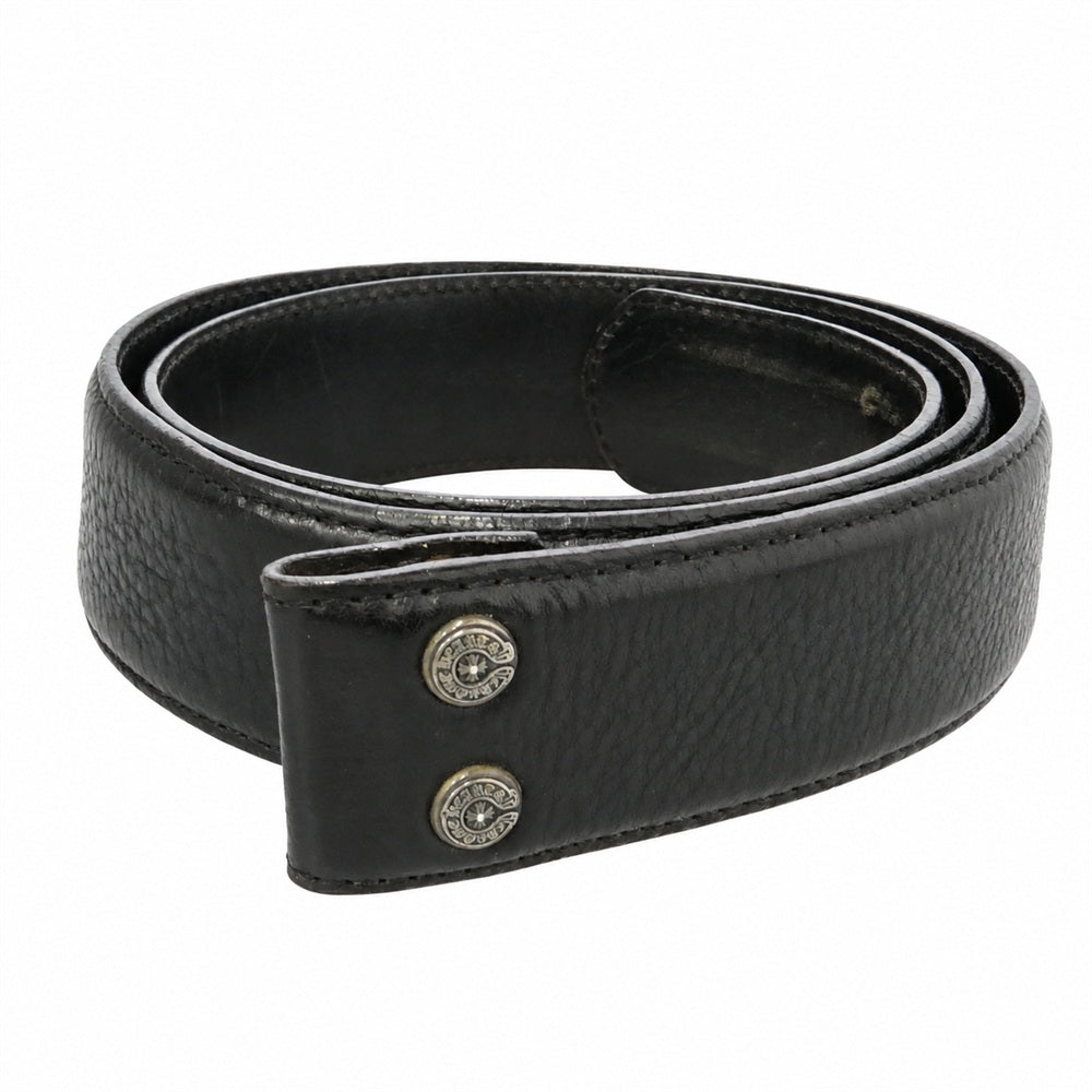 CHROME HEARTS クロムハーツ（原本無） 32サイズ 1.5 STRAP 1.5inch スクロールレーベルリベッツ レザー ベルト ブラック ブラック系 32【中古】