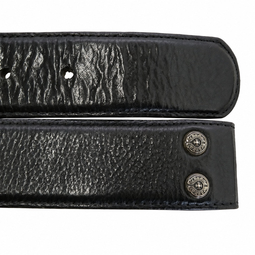 CHROME HEARTS クロムハーツ（原本無） 32サイズ 1.5 STRAP 1.5inch スクロールレーベルリベッツ レザー ベルト ブラック ブラック系 32【中古】