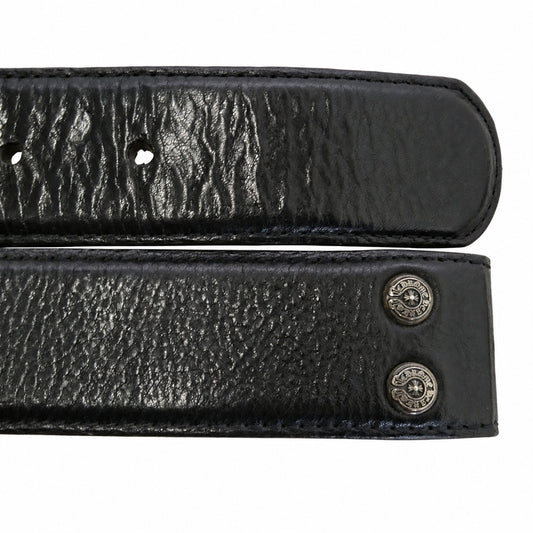 CHROME HEARTS クロムハーツ（原本無） 32サイズ 1.5 STRAP 1.5inch スクロールレーベルリベッツ レザー ベルト ブラック ブラック系 32【中古】