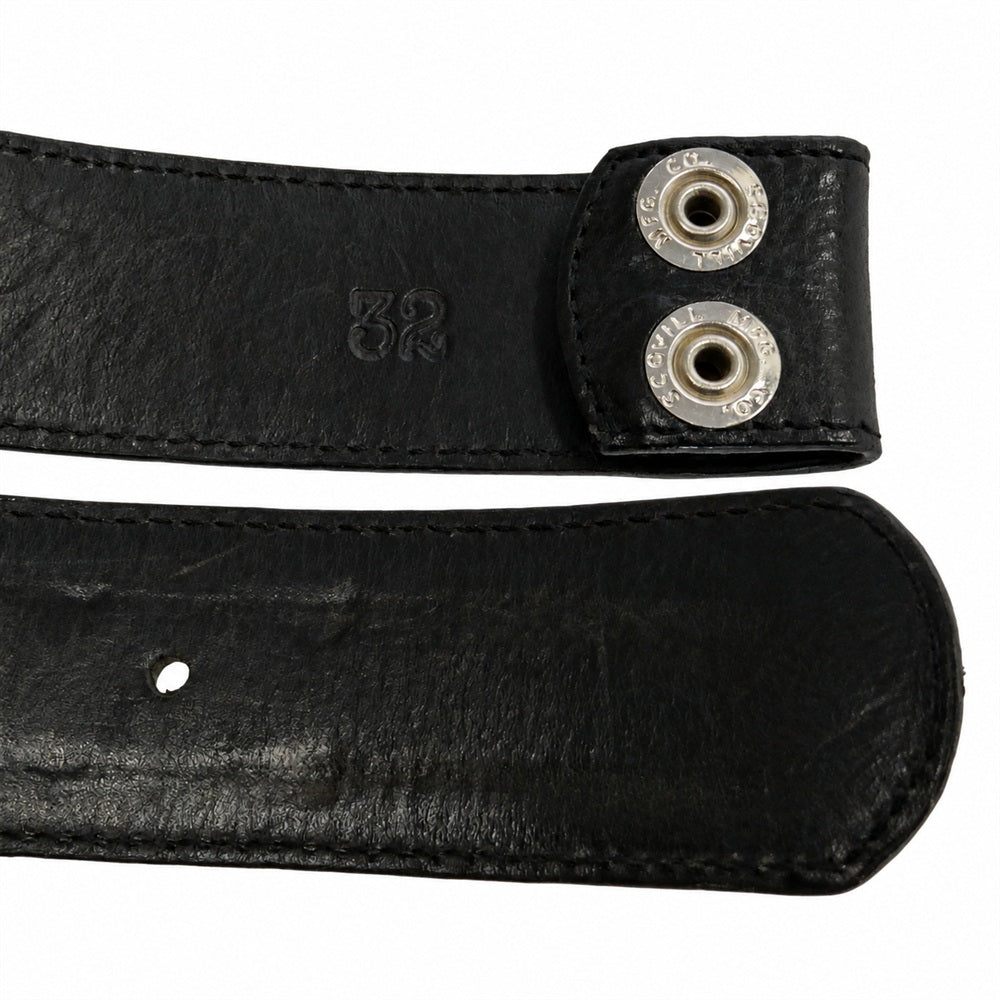 CHROME HEARTS クロムハーツ（原本無） 32サイズ 1.5 STRAP 1.5inch スクロールレーベルリベッツ レザー ベルト ブラック ブラック系 32【中古】