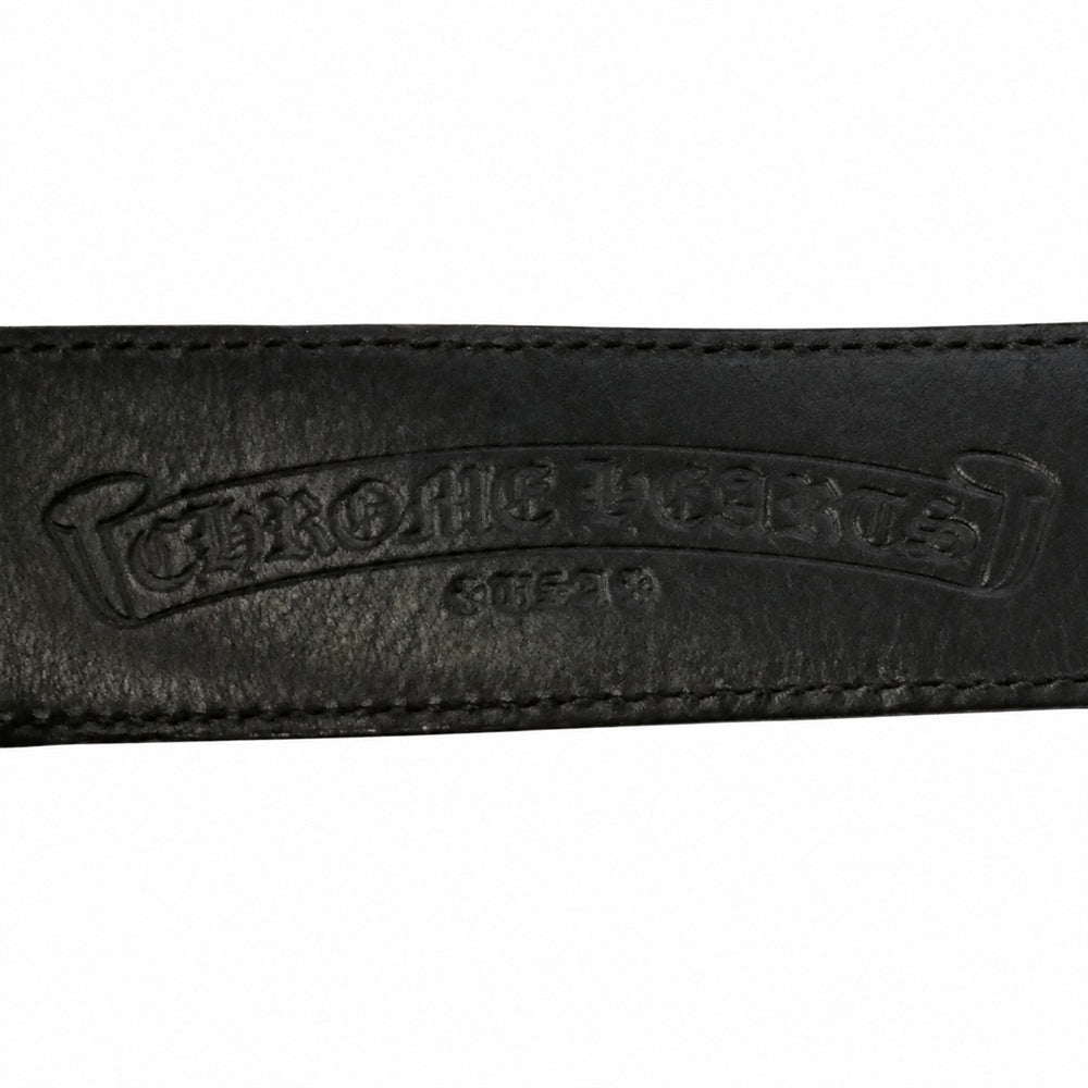 CHROME HEARTS クロムハーツ（原本無） 32サイズ 1.5 STRAP 1.5inch スクロールレーベルリベッツ レザー ベルト ブラック ブラック系 32【中古】