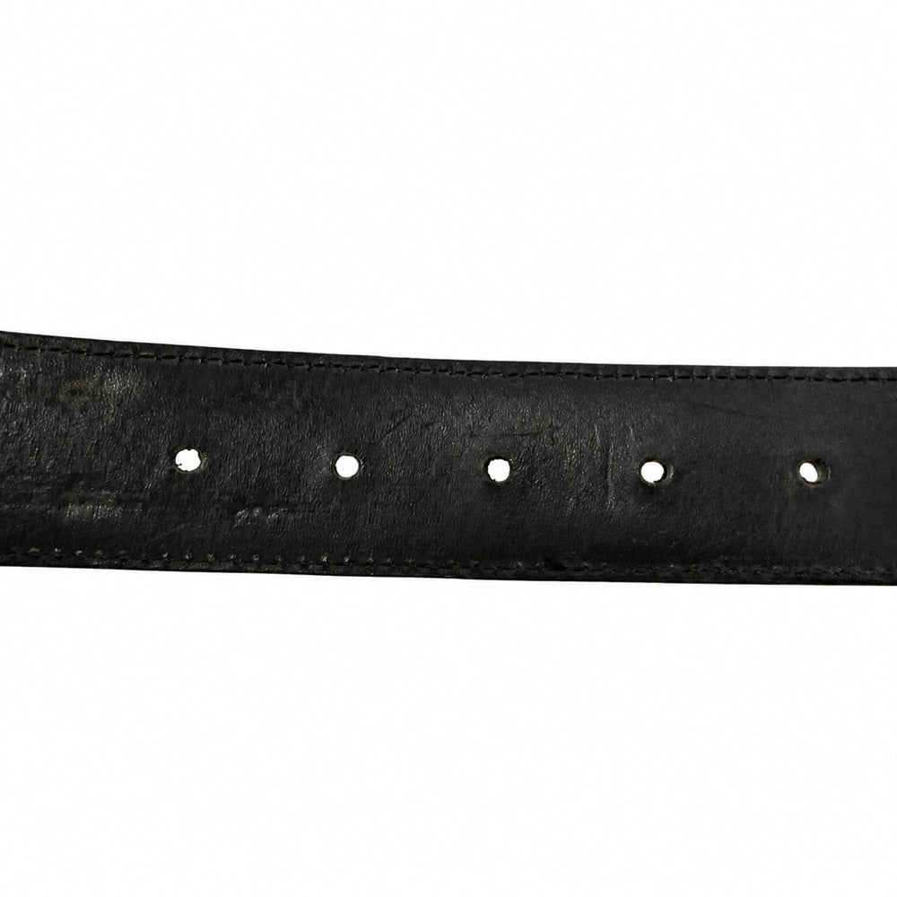 CHROME HEARTS クロムハーツ（原本無） 32サイズ 1.5 STRAP 1.5inch スクロールレーベルリベッツ レザー ベルト ブラック ブラック系 32【中古】