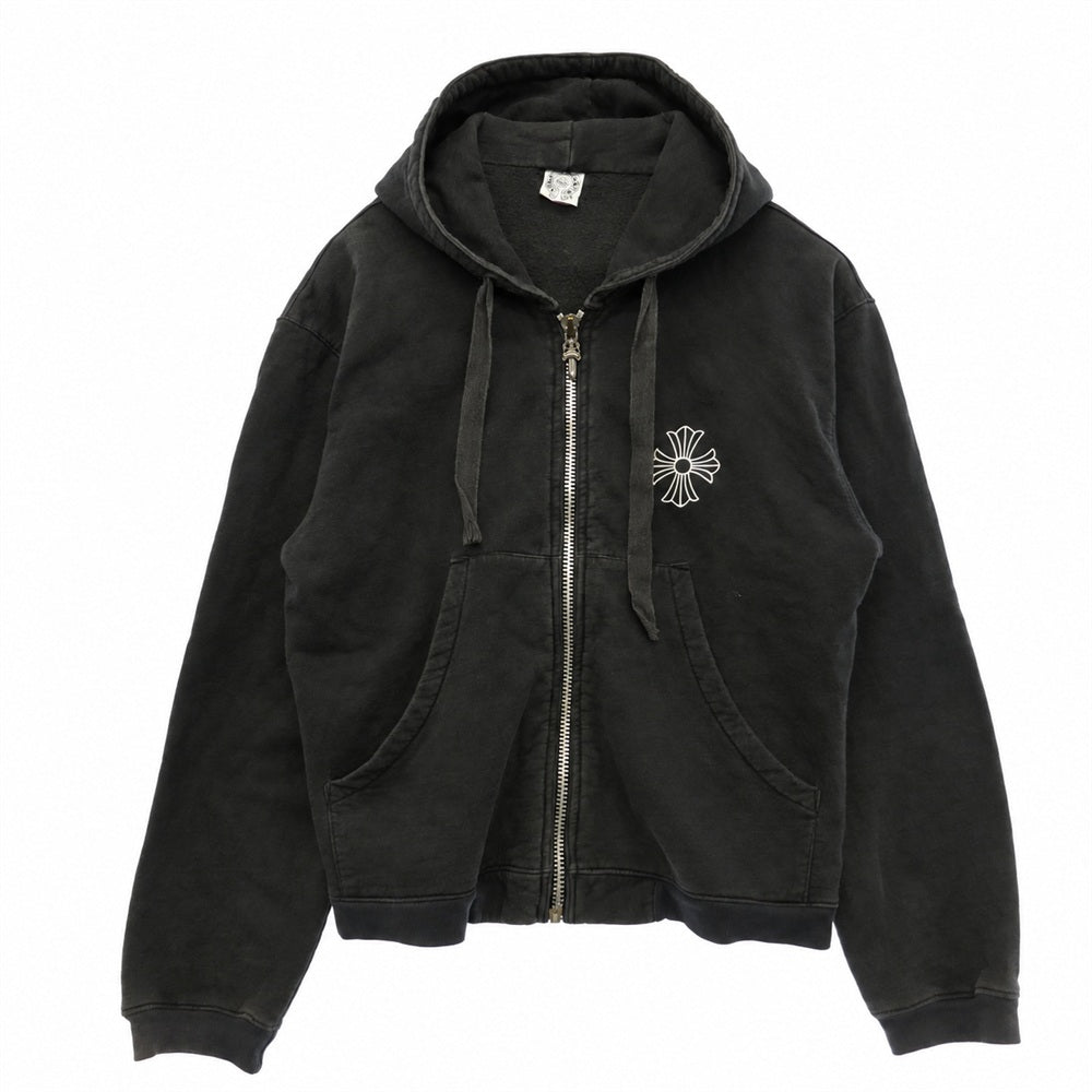 CHROME HEARTS クロムハーツ（原本無） OLD オールド ダガージップ フローラル フーディー パーカー ブラック系 XS【中古】