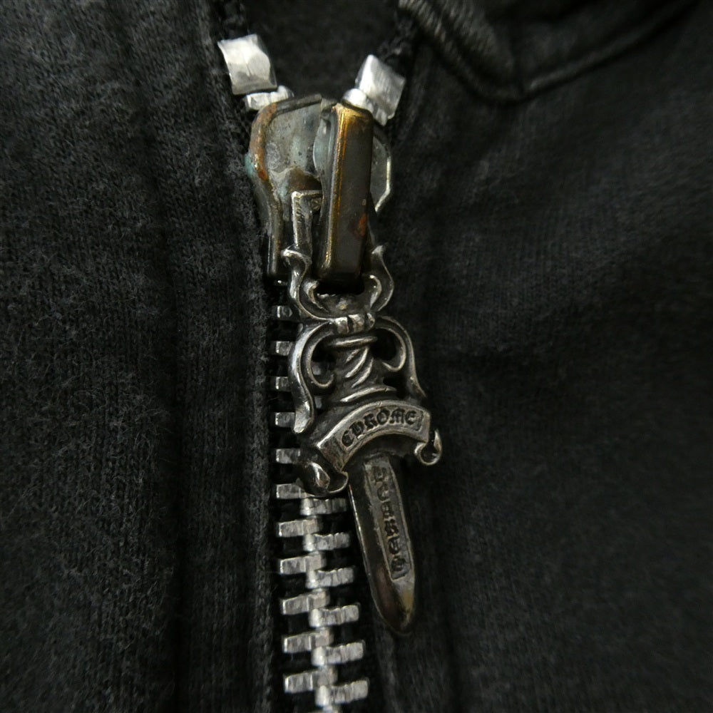 CHROME HEARTS クロムハーツ（原本無） OLD オールド ダガージップ フローラル フーディー パーカー ブラック系 XS【中古】