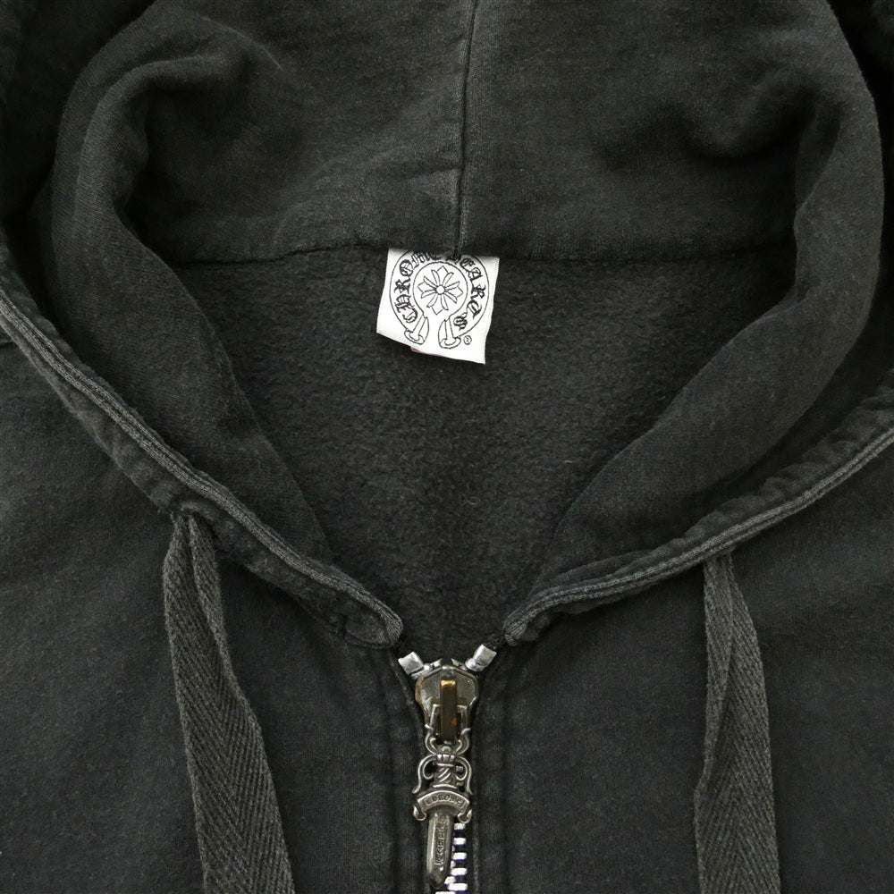 CHROME HEARTS クロムハーツ（原本無） OLD オールド ダガージップ フローラル フーディー パーカー ブラック系 XS【中古】