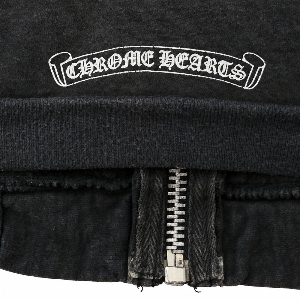 CHROME HEARTS クロムハーツ（原本無） OLD オールド ダガージップ フローラル フーディー パーカー ブラック系 XS【中古】