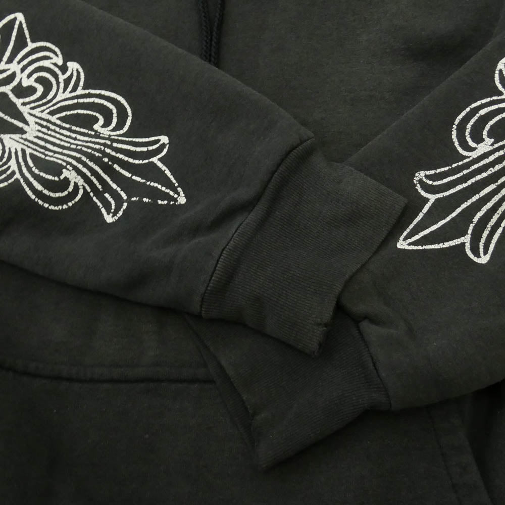 CHROME HEARTS クロムハーツ（原本無） OLD オールド 裏地サーマル 袖フローラル バックホースシュー FUCK YOU ファックユー フーディー パーカー ブラック系【中古】