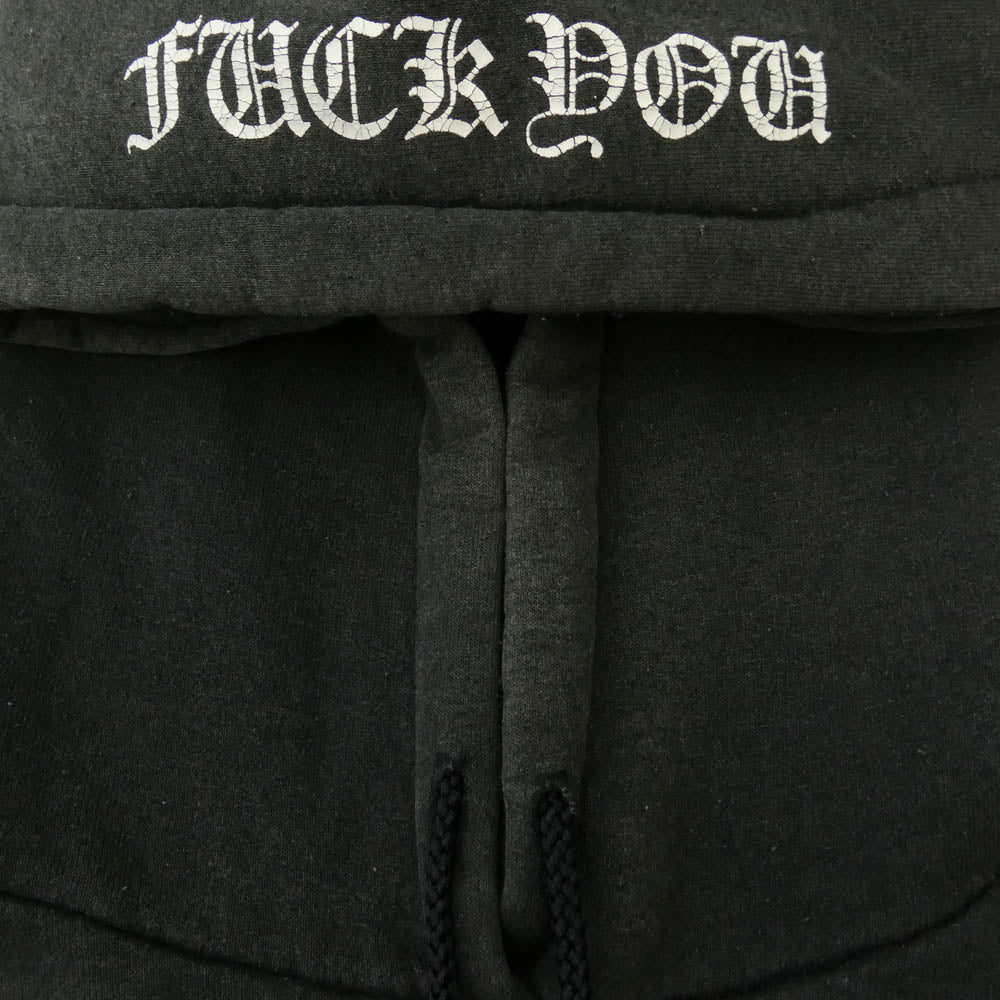 CHROME HEARTS クロムハーツ（原本無） OLD オールド 裏地サーマル 袖フローラル バックホースシュー FUCK YOU ファックユー フーディー パーカー ブラック系【中古】