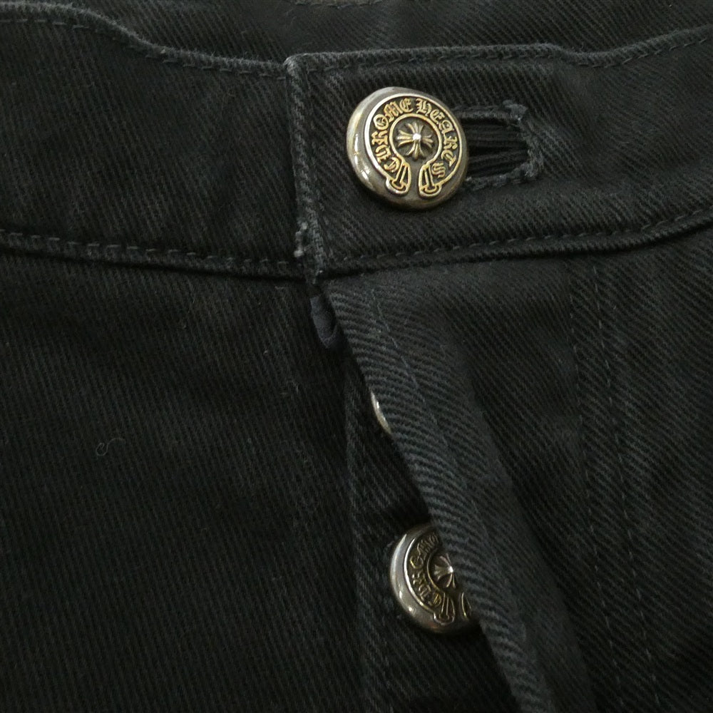 CHROME HEARTS クロムハーツ（原本無） OLD FLEURKNEE DNM PANTS オールド フレアニー デニム パンツ ブラック系 34【中古】