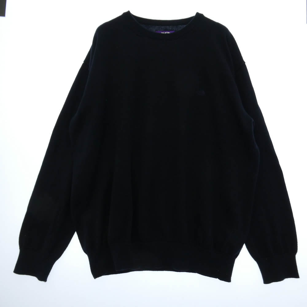 THE NORTH FACE ノースフェイス NT6900N PURPLE LABEL Pack Field Sweater COOLMAX パープルレーベル パック フィールド セーター クルーネックニット クールマックス ダークネイビー系 L【中古】