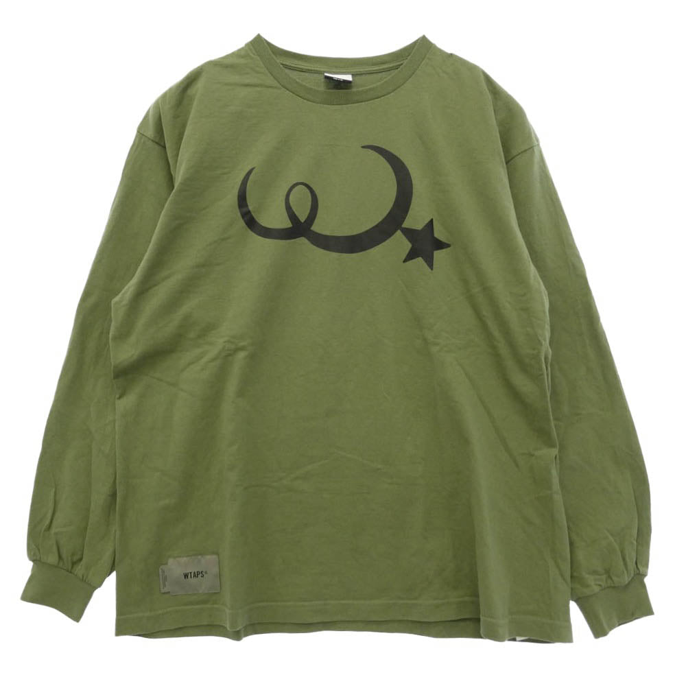 WTAPS ダブルタップス 22SS 221ATDT-LTM02S MOON & STAR LS COTTON ムーン アンド スター 長袖 Tシャツ カットソー カーキ系 X02【中古】