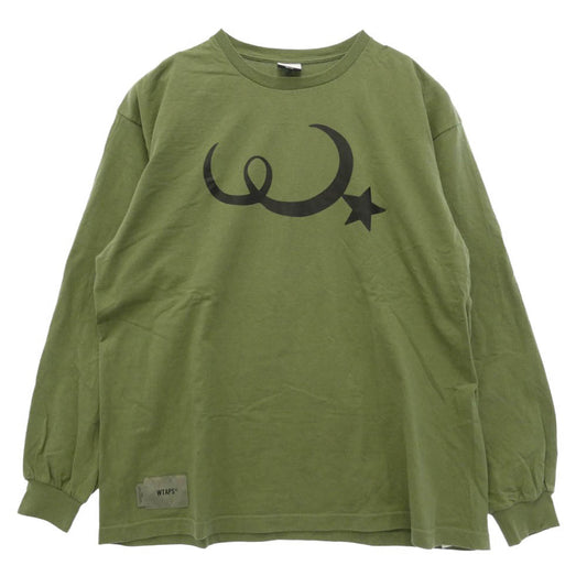 WTAPS ダブルタップス 22SS 221ATDT-LTM02S MOON & STAR LS COTTON ムーン アンド スター 長袖 Tシャツ カットソー カーキ系 X02【中古】