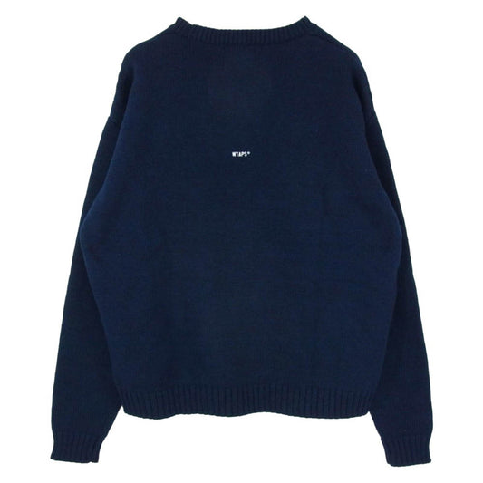WTAPS ダブルタップス 23SS 232MADT-KNM05 CN 02 Sweater Poly Sign Navy セーター ポリ サイン ロゴ刺繍 クルーネック ニット ネイビー 04 ネイビー系 x04【中古】
