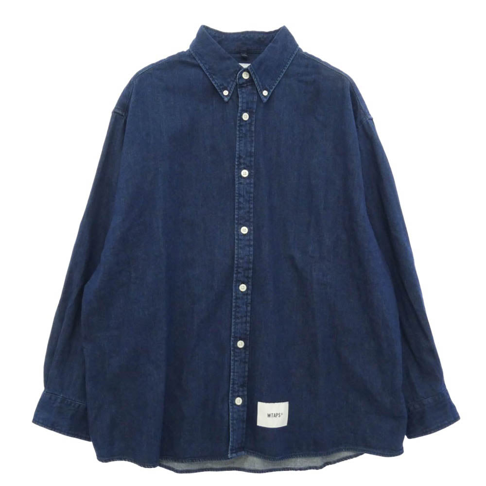 WTAPS ダブルタップス 23AW 232BRDT-SHM03 BD 04 LS COTTON DENIM インディゴ ボタンダウン デニム シャツ 03 ブルー系 X 03【美品】【中古】