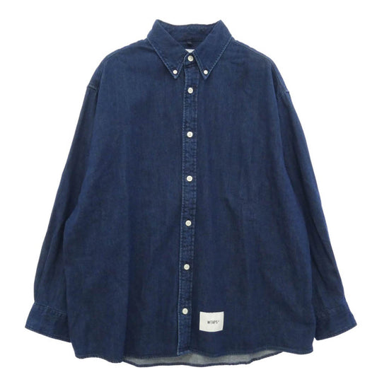 WTAPS ダブルタップス 23AW 232BRDT-SHM03 BD 04 LS COTTON DENIM インディゴ ボタンダウン デニム シャツ 03 ブルー系 X 03【美品】【中古】