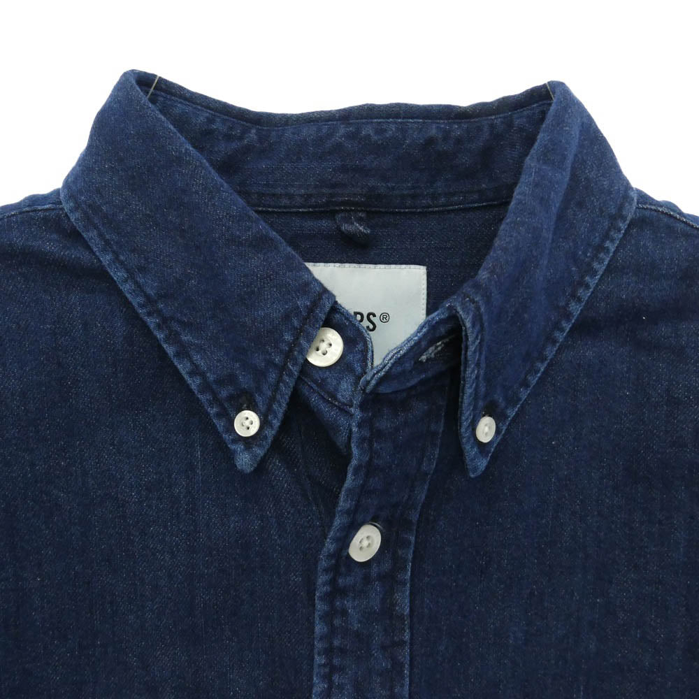 WTAPS ダブルタップス 23AW 232BRDT-SHM03 BD 04 LS COTTON DENIM インディゴ ボタンダウン デニム シャツ 03 ブルー系 X 03【美品】【中古】