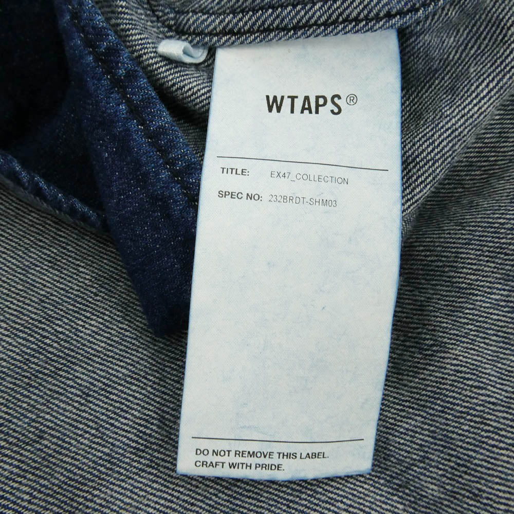 WTAPS ダブルタップス 23AW 232BRDT-SHM03 BD 04 LS COTTON DENIM インディゴ ボタンダウン デニム シャツ 03 ブルー系 X 03【美品】【中古】