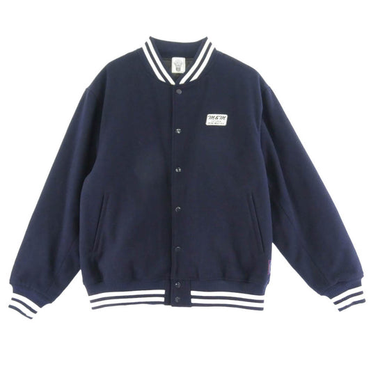エムアンドエム カスタム パフォーマンス 23AW HEAVY MELTON STADIUM JACKET ヘビー メルトン ボックスロゴ ワッペン スタジアム ジャケット XL ダークネイビー系 XL【中古】