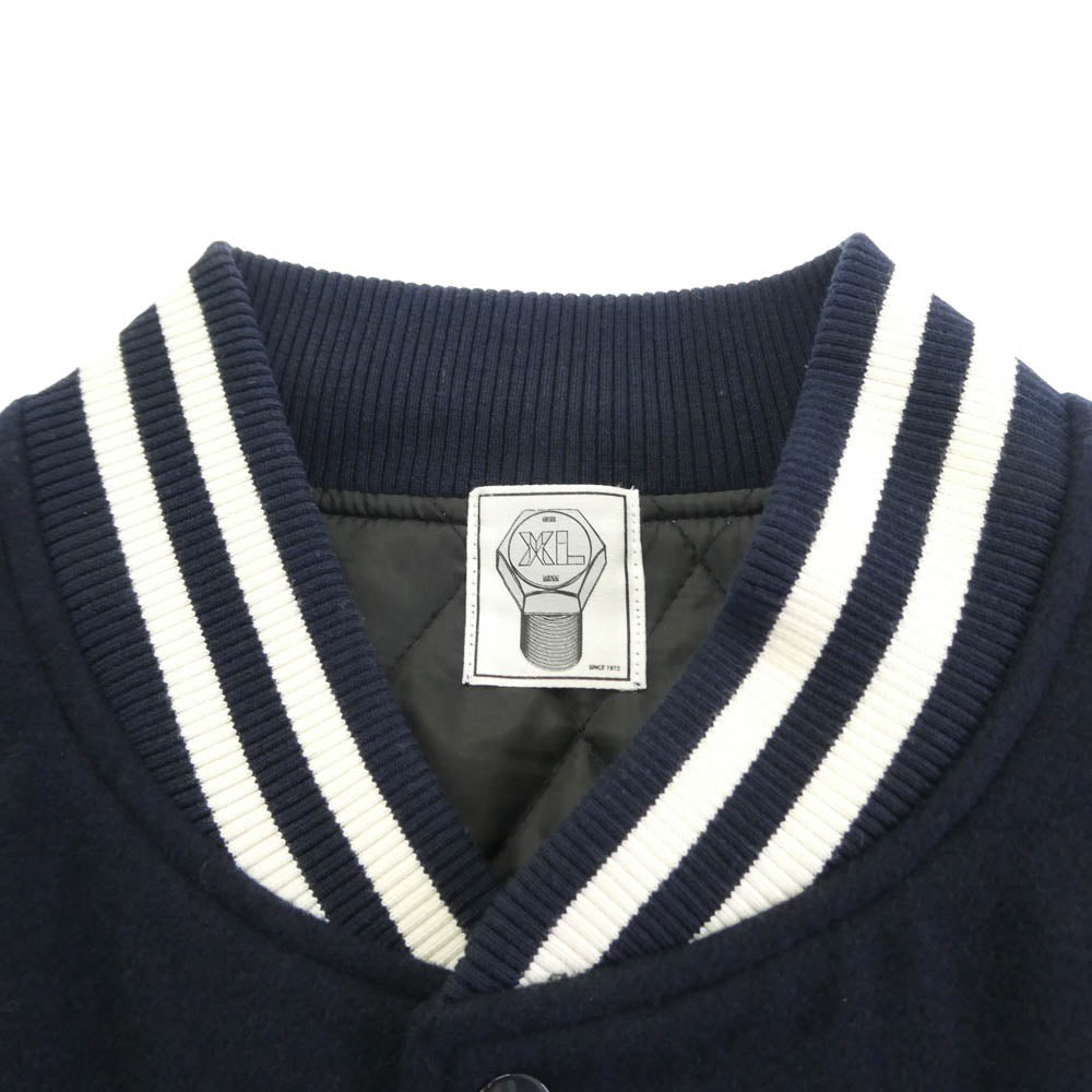 エムアンドエム カスタム パフォーマンス 23AW HEAVY MELTON STADIUM JACKET ヘビー メルトン ボックスロゴ ワッペン スタジアム ジャケット XL ダークネイビー系 XL【中古】