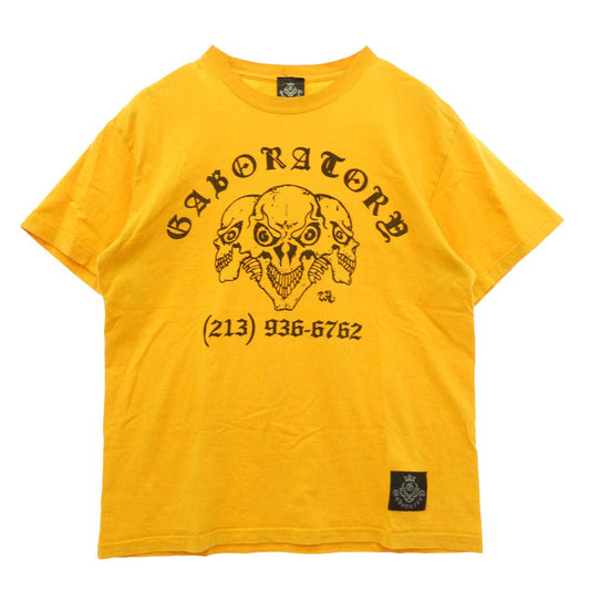 GABOR ガボール ガボラトリー トリプルスカル フロント バック プリント Tシャツ 半袖カットソー イエロー系 LL【中古】