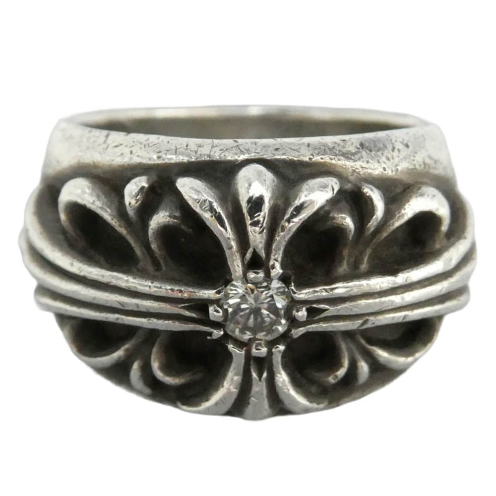 CHROME HEARTS クロムハーツ（原本無） FLRL CRS 1DIA フローラルクロス 1ダイヤ リング シルバー系 14号【中古】