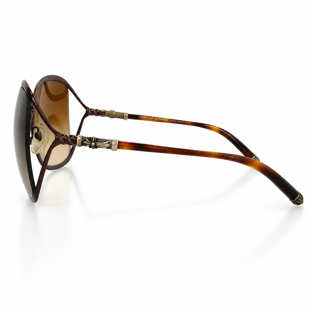 CHROME HEARTS クロムハーツ（原本無） FISH EYE CHクロステンプル アイウェア サングラス 66□12-115 ブラウン系 66□12-115【中古】