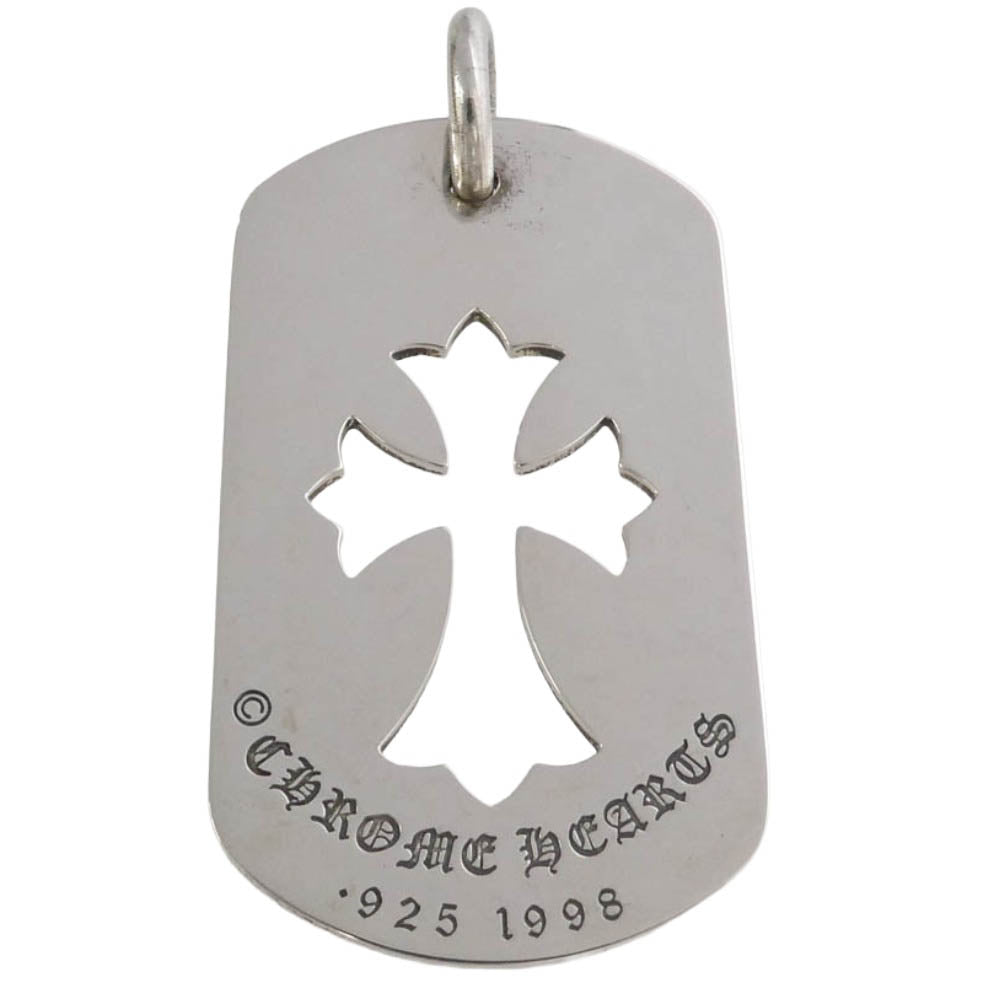 CHROME HEARTS クロムハーツ（原本無） D TAG LRG CO CROSS カットアウト クロス ラージ ドッグタグ ネックレストップ シルバー系【中古】