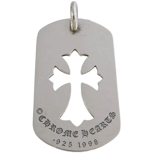 CHROME HEARTS クロムハーツ（原本無） D TAG LRG CO CROSS カットアウト クロス ラージ ドッグタグ ネックレストップ シルバー系【中古】