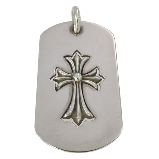 CHROME HEARTS クロムハーツ（原本無） D TAG LRG TNY CRS カットアウトタイニークロス ラージ ドッグタグ ネックレストップ シルバー系【中古】
