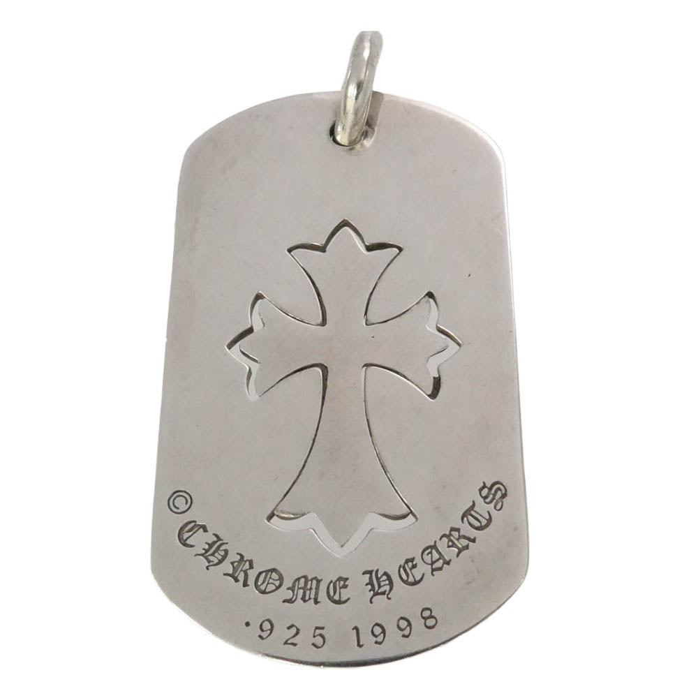 CHROME HEARTS クロムハーツ（原本無） D TAG LRG TNY CRS カットアウトタイニークロス ラージ ドッグタグ ネックレストップ シルバー系【中古】