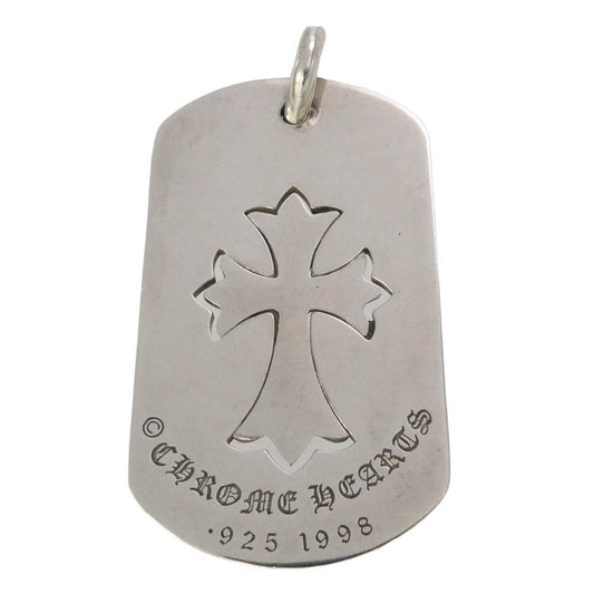 CHROME HEARTS クロムハーツ（原本無） D TAG LRG TNY CRS カットアウトタイニークロス ラージ ドッグタグ ネックレストップ シルバー系【中古】