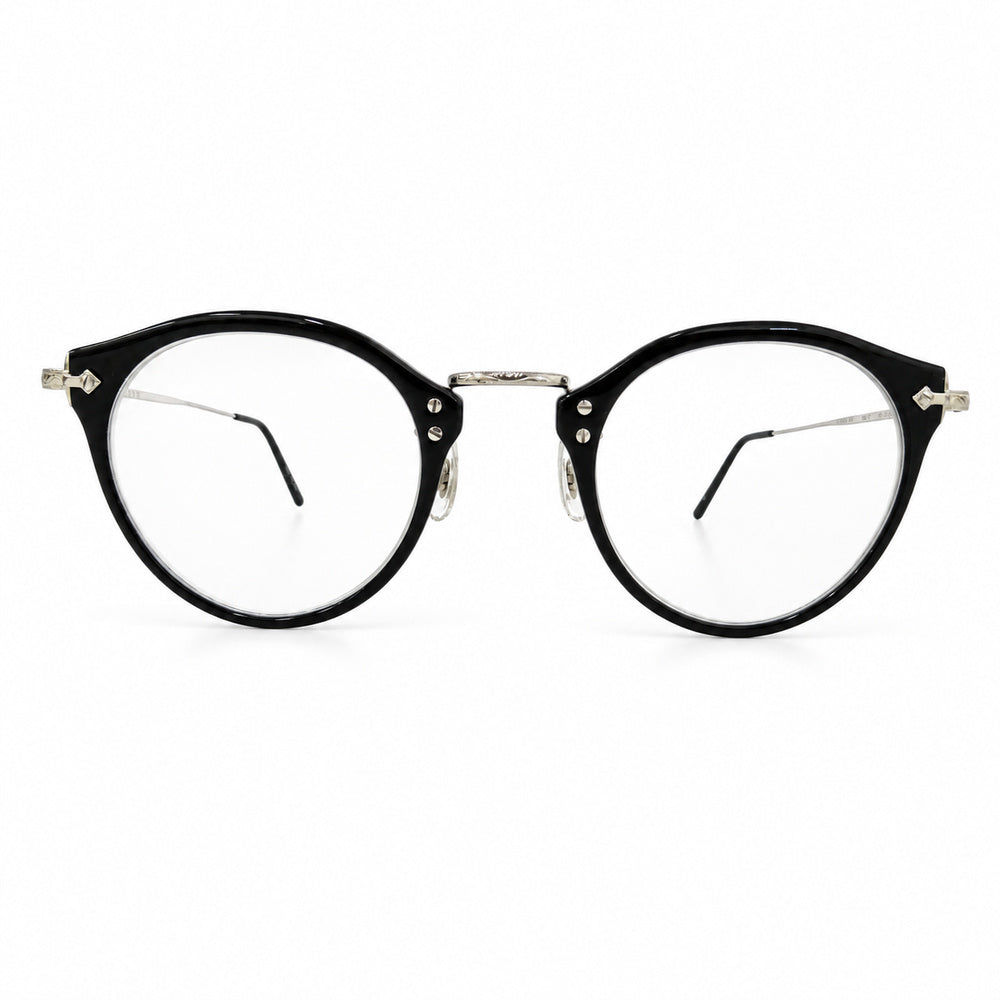 EYEVAN7285 アイヴァン7285 E-0505(47) ボストンシェイプ プラスチックリム アイウェア 眼鏡 度入りレンズ ブラック系 シルバー系 47□24-145【中古】