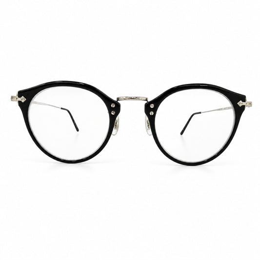 EYEVAN7285 アイヴァン7285 E-0505(47) ボストンシェイプ プラスチックリム アイウェア 眼鏡 度入りレンズ ブラック系 シルバー系 47□24-145【中古】