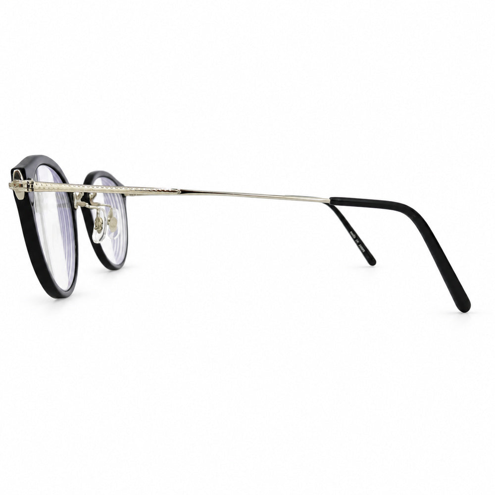 EYEVAN7285 アイヴァン7285 E-0505(47) ボストンシェイプ プラスチックリム アイウェア 眼鏡 度入りレンズ ブラック系 シルバー系 47□24-145【中古】