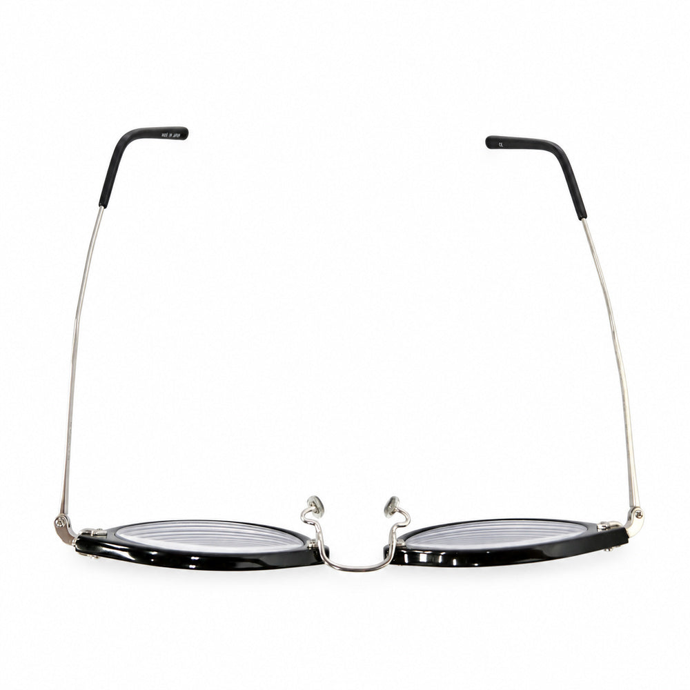 EYEVAN7285 アイヴァン7285 E-0505(47) ボストンシェイプ プラスチックリム アイウェア 眼鏡 度入りレンズ ブラック系 シルバー系 47□24-145【中古】
