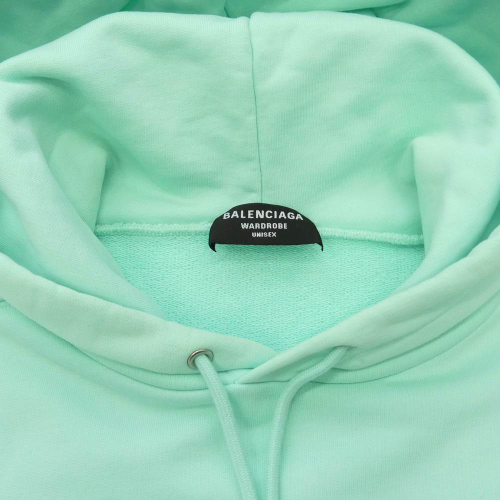 BALENCIAGA バレンシアガ 22SS 600583 TLVB8 バックロゴ刺繍 プルオーバー パーカー フーディー ライトグリーン系 XS【中古】