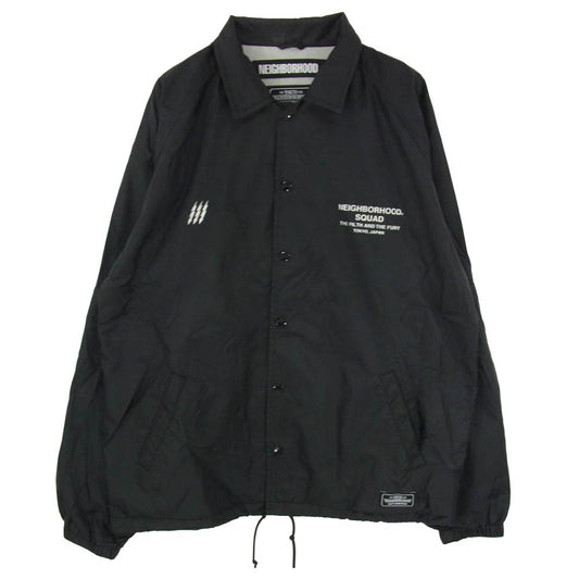 NEIGHBORHOOD ネイバーフッド 19SS 191TSNH-JKM01 SQUAD N-JKT ロゴ プリント ナイロン コーチ ジャケット ブラック系 L【中古】