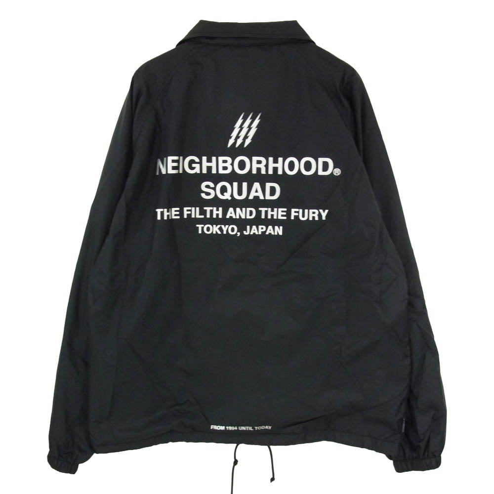 NEIGHBORHOOD ネイバーフッド 19SS 191TSNH-JKM01 SQUAD N-JKT ロゴ プリント ナイロン コーチ ジャケット ブラック系 L【中古】