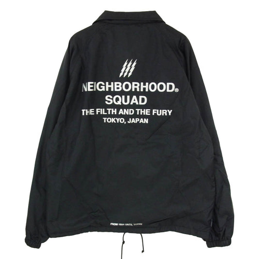 NEIGHBORHOOD ネイバーフッド 19SS 191TSNH-JKM01 SQUAD N-JKT ロゴ プリント ナイロン コーチ ジャケット ブラック系 L【中古】