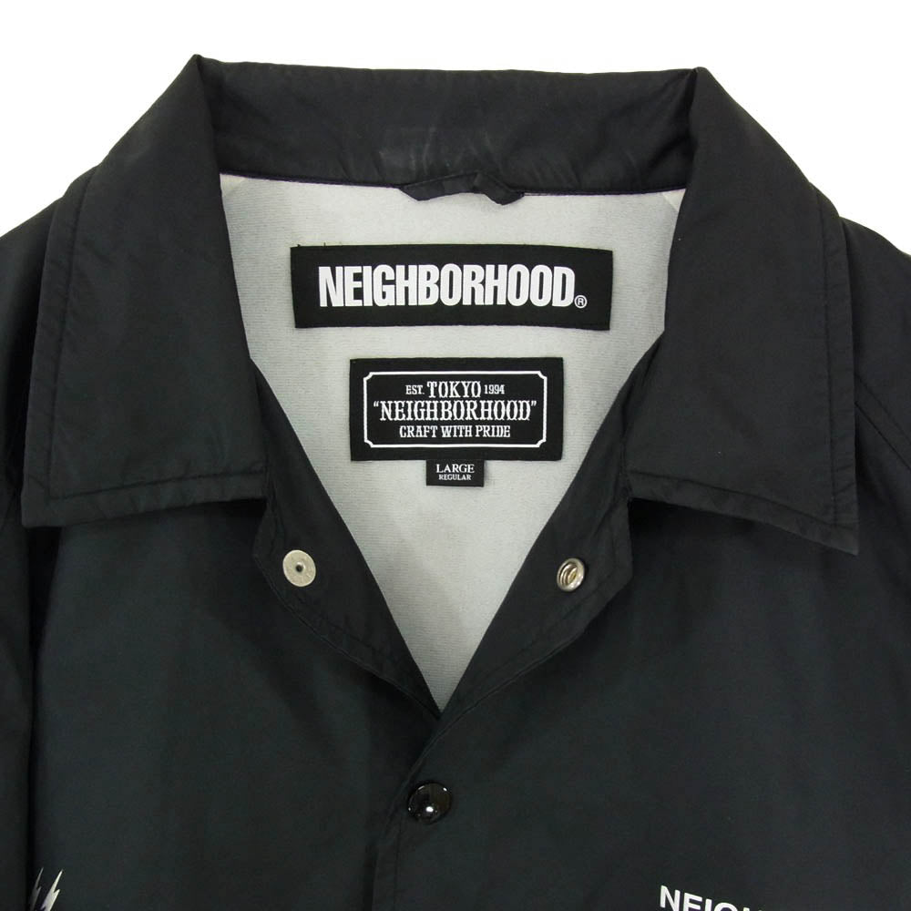 NEIGHBORHOOD ネイバーフッド 19SS 191TSNH-JKM01 SQUAD N-JKT ロゴ プリント ナイロン コーチ ジャケット ブラック系 L【中古】