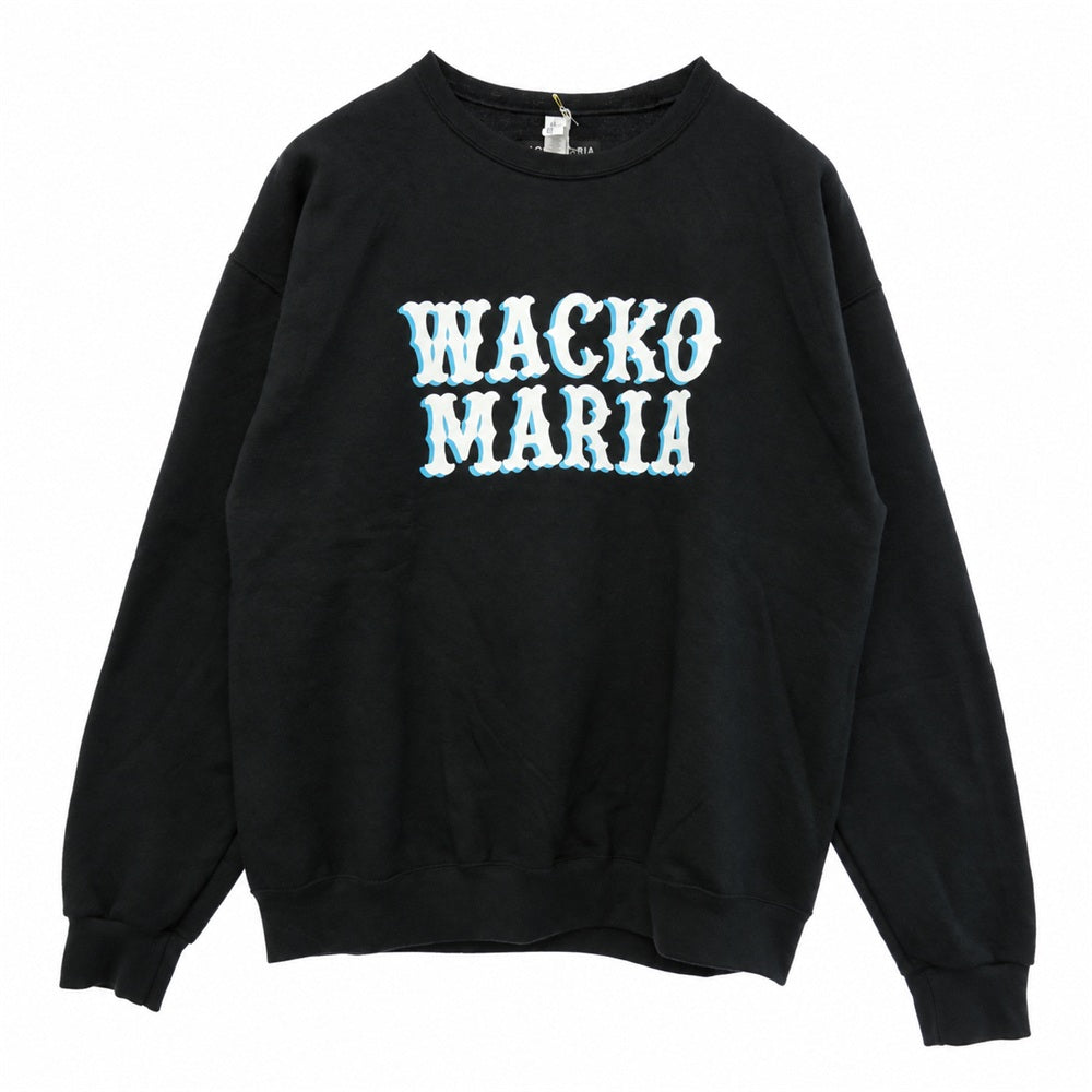WACKO MARIA ワコマリア 26SS 26SS-WMC-SS12 CREW NECK SWEAT SHIRT ロゴ クルーネック スウェットシャツ トレーナー ブラック系 XL【中古】