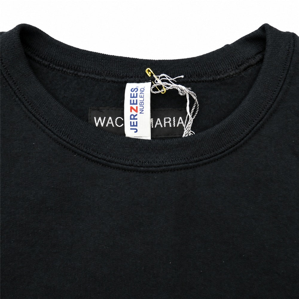 WACKO MARIA ワコマリア 26SS 26SS-WMC-SS12 CREW NECK SWEAT SHIRT ロゴ クルーネック スウェットシャツ トレーナー ブラック系 XL【中古】