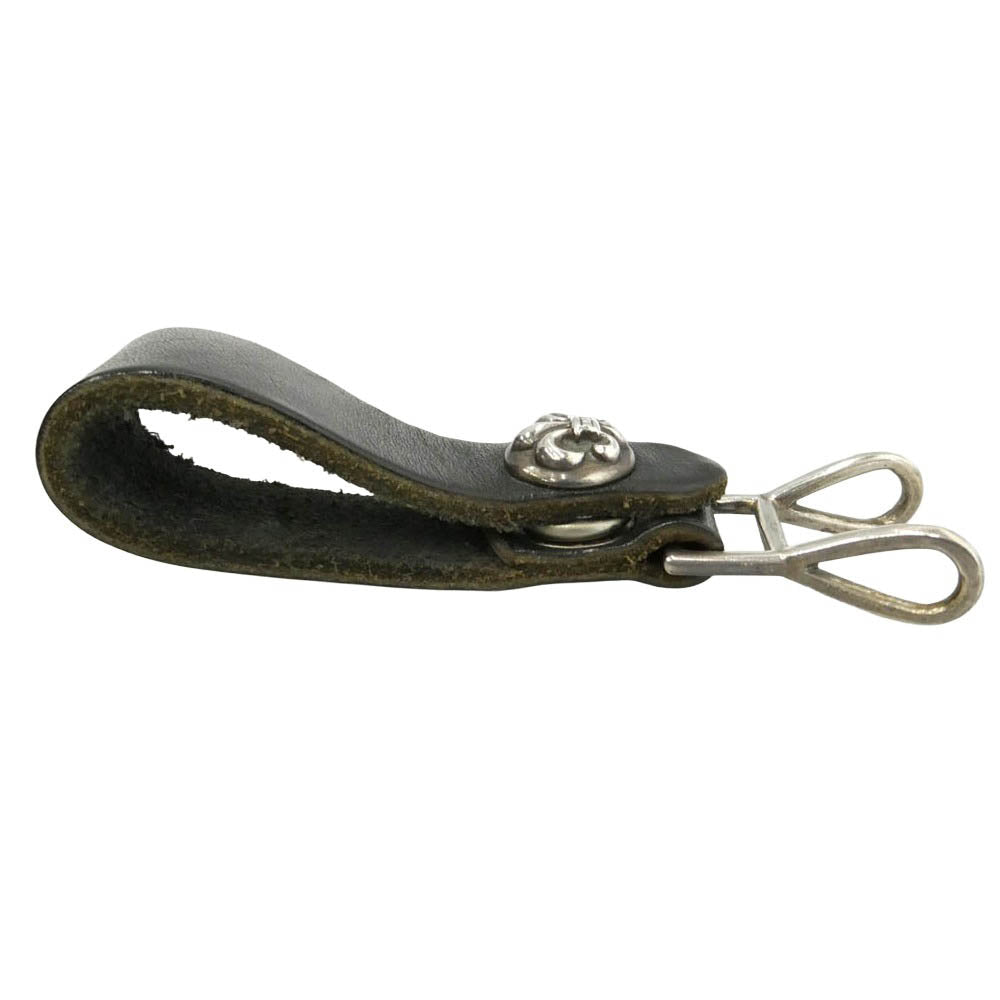 CHROME HEARTS クロムハーツ（原本無） BELT LOOP BSフレアボタン レザー ベルトループ ブラック系 シルバー系【中古】