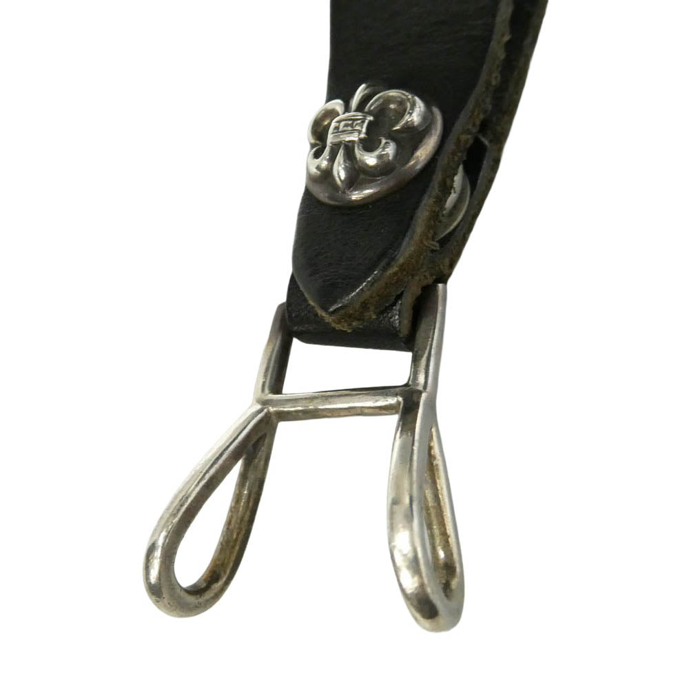 CHROME HEARTS クロムハーツ（原本無） BELT LOOP BSフレアボタン レザー ベルトループ ブラック系 シルバー系【中古】