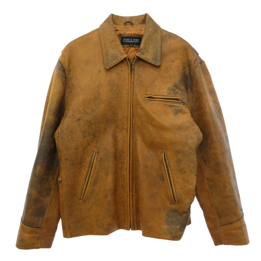 タイムアンドタイド ライダース レザー ジャケット ブラウン系 L【中古】