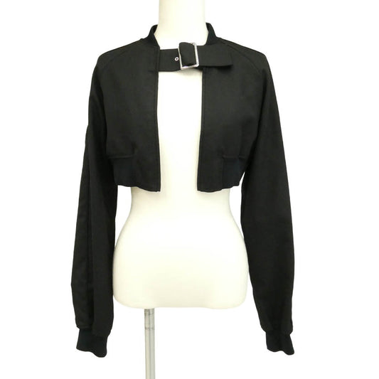 COMME des GARCONS コムデギャルソン 19AW 3Z-J003 noir kei ninomiya ノワールケイニノミヤ フロントベルト ショート丈 ウール ボレロ ボンバー ジャケット ブラック系 S【極上美品】【中古】