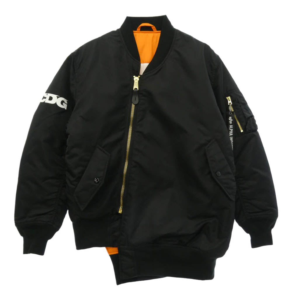 COMME des GARCONS コムデギャルソン ALPHA アルファ SZ-J017 CDG × ALPHA INDUSTRIES BIAS DESINED MA-1 JACKET シーディージー アルファ インダストリーズ バイアスデザイン リバーシブル フライト ボンバージャケット ブラック系 S【極上美品】【中古】