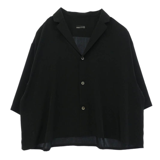 LAD MUSICIAN ラッドミュージシャン 2126-112 DECHINE SHIRT JACKET 七分袖 オープンカラー デシン シャツジャケット ブラック系 42【中古】