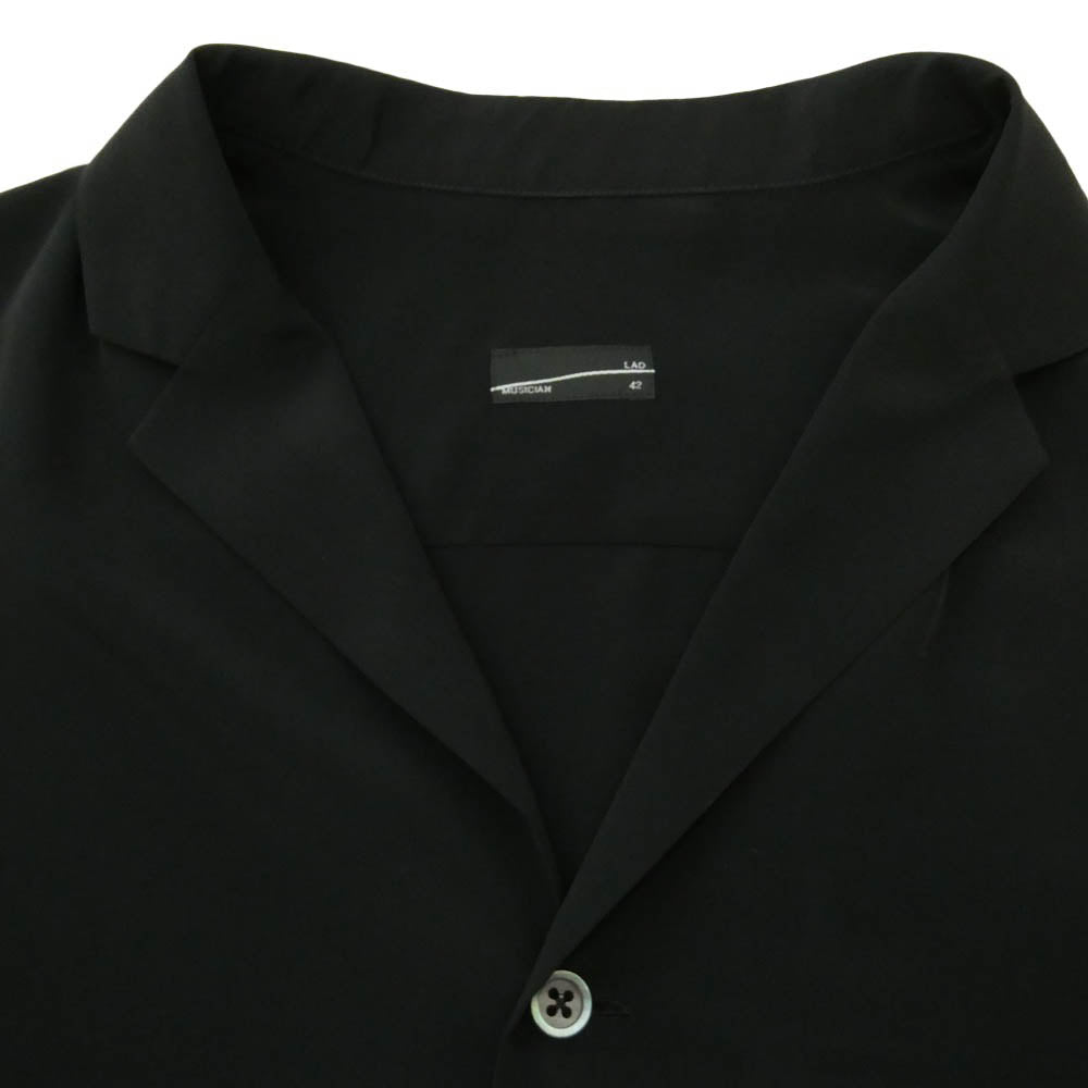 LAD MUSICIAN ラッドミュージシャン 2126-112 DECHINE SHIRT JACKET 七分袖 オープンカラー デシン シャツジャケット ブラック系 42【中古】