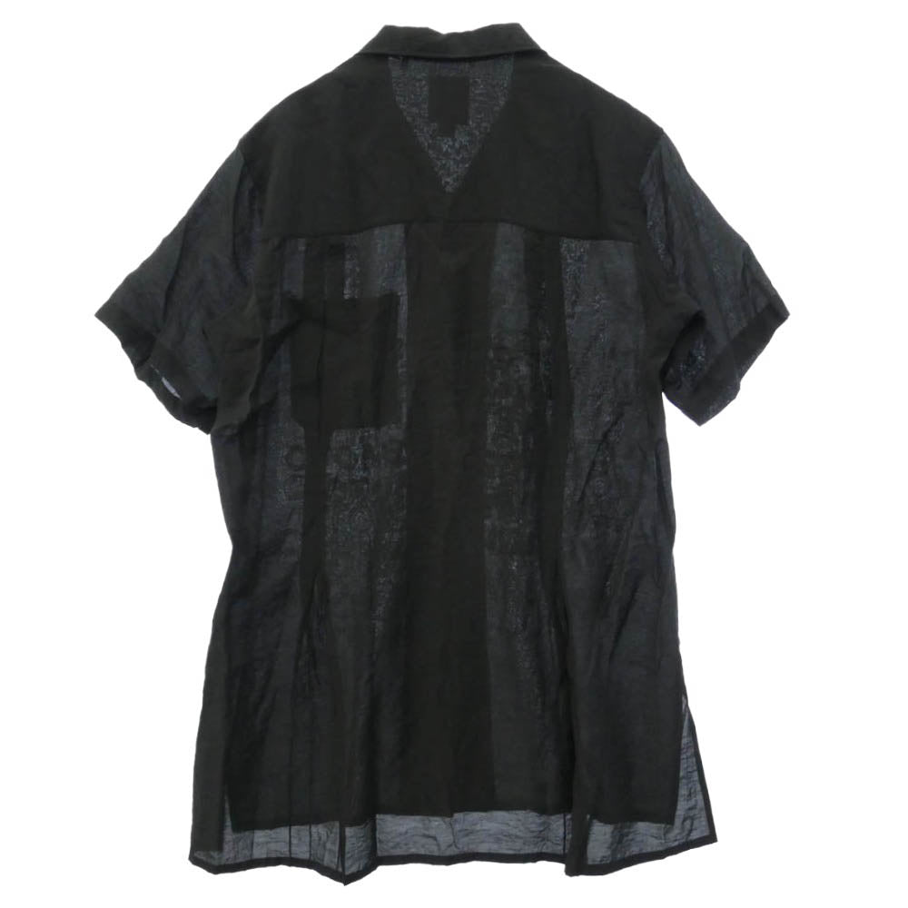Y-3 Yohji Yamamoto ワイスリー ヨウジヤマモト 26SS KR0169 PLACED GRAPHIC SHORT SLEEVE LONG SHIRT グラフィック プリント オープンカラー 半袖 ロングシャツ ブラック系 S【中古】